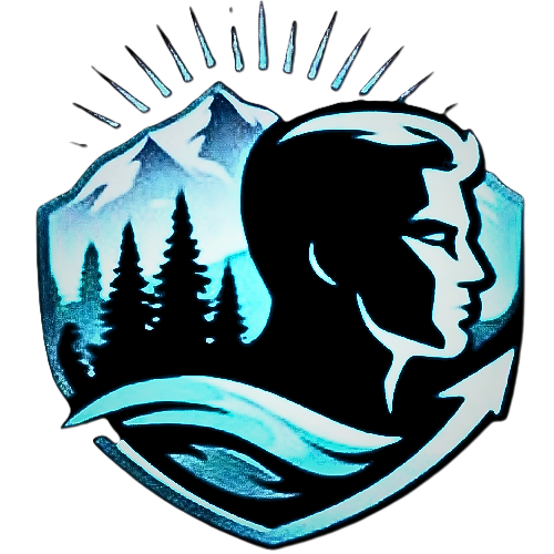 Logo von Elena Ruppelt, Heilpraktikerin für Psychotherapie, mit Berg- und Waldmotiven.